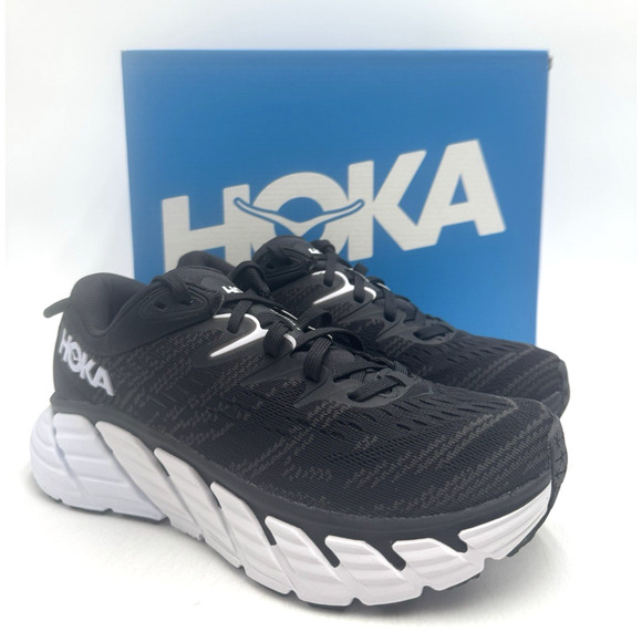 Hoka One GAVIOTA 4 Women's NWD Running Sneaker Black White US Size 5.5B (BWHT) - Picture 1 of 11